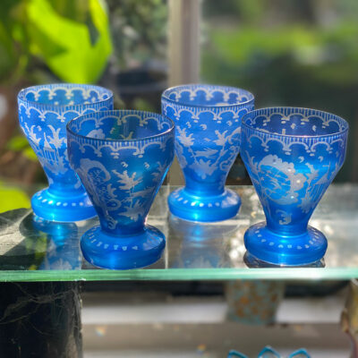 Bohemian Blue Liquour Glasses