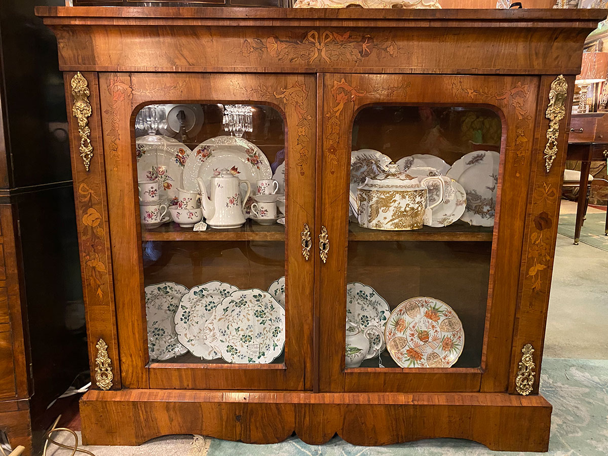 Double Inlaid Victorian Glazed Pier Cabinet