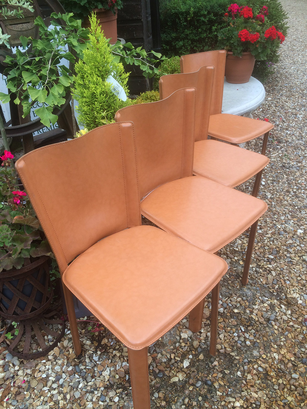 Set of 4 Italian Hide Dining Chairs by Frag
