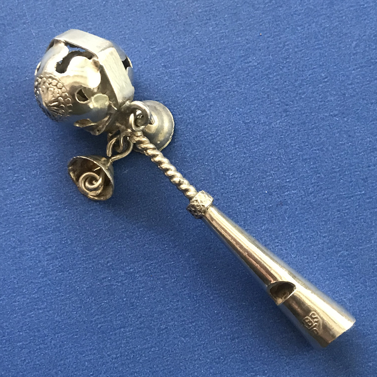 Continental Silver Baby’s Rattle & Whistle - 19c