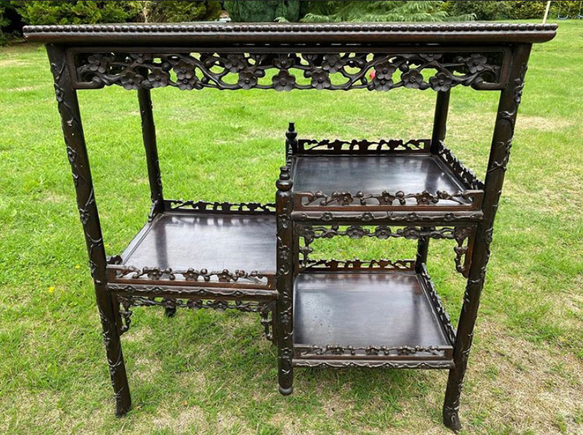 9c Carved Rosewood Three Tier Buffet