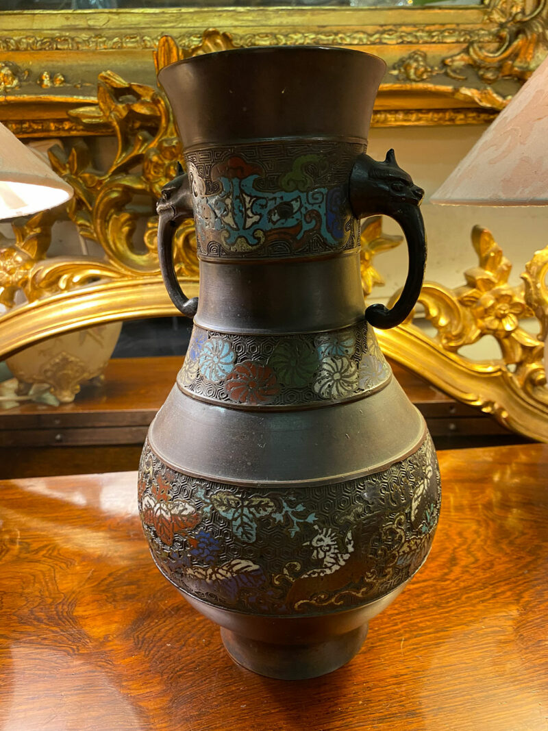 Large Chinese Champleve Bronze Vase