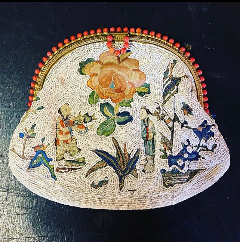 19c Chinese Beaded Clutch Bag