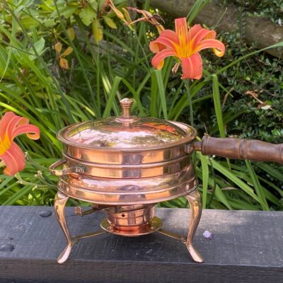 Iranian Copper Chafing Dish on Heated Stand