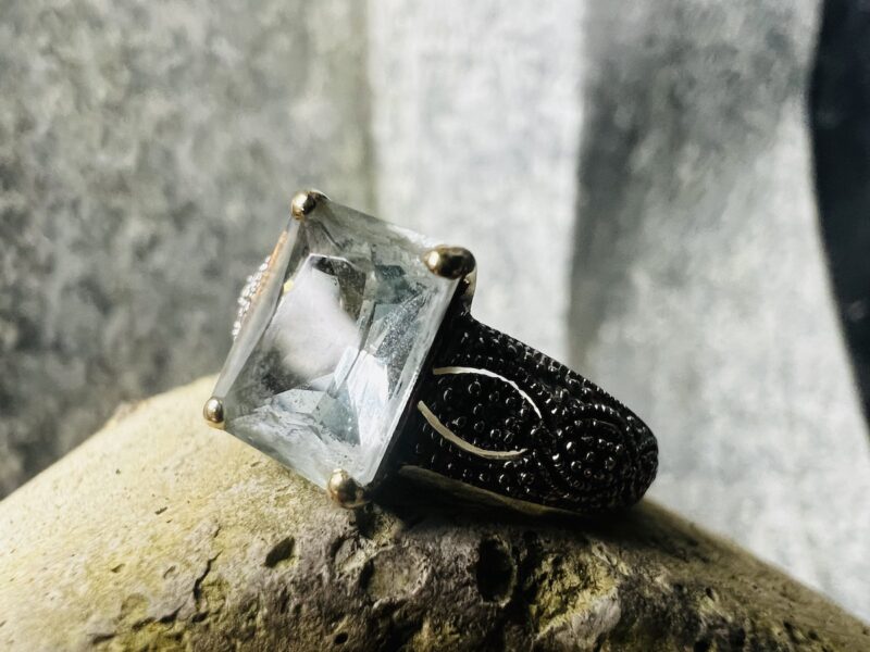 9ct Gold, Aquamarine & Diamond Ring - Image 4