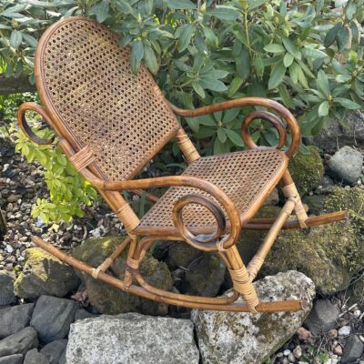 Late 19c Colonial Child’s Caned & Bamboo Rocking Chair