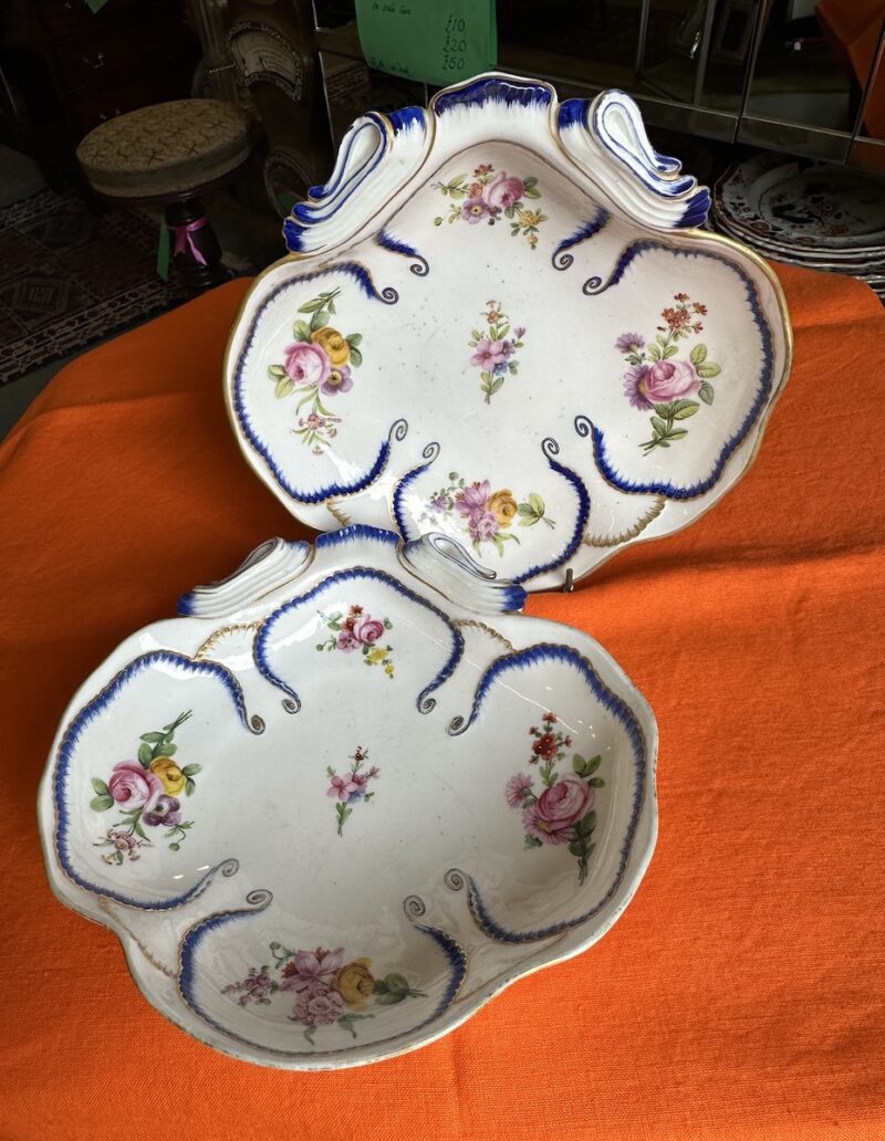SEVRES Pair of Shell Shaped, Gilded Dishes c1750