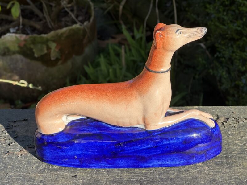 Victorian Staffordshire Seated Greyhound (Quill Holder) - Image 2