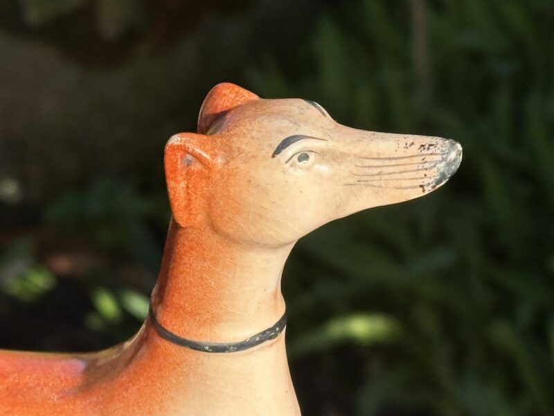 Victorian Staffordshire Seated Greyhound (Quill Holder) - Image 3