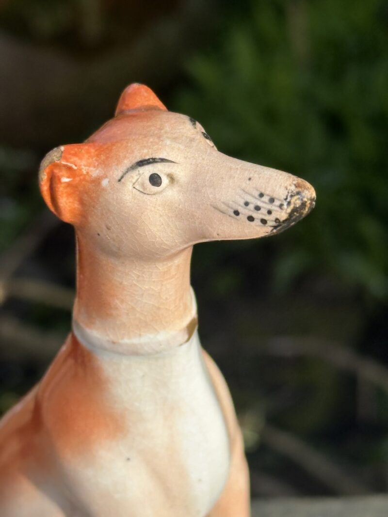 Victorian Staffordshire Seated Greyhound with Hare - Image 3