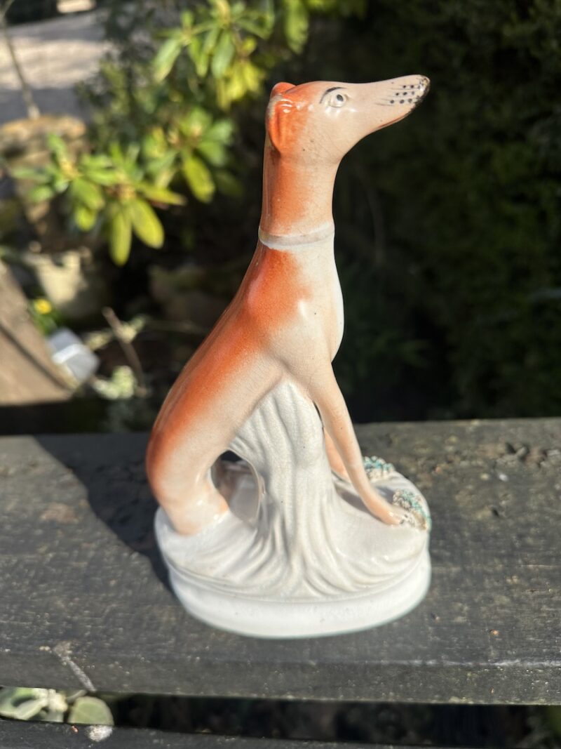 Victorian Staffordshire Seated Greyhound with Hare - Image 2