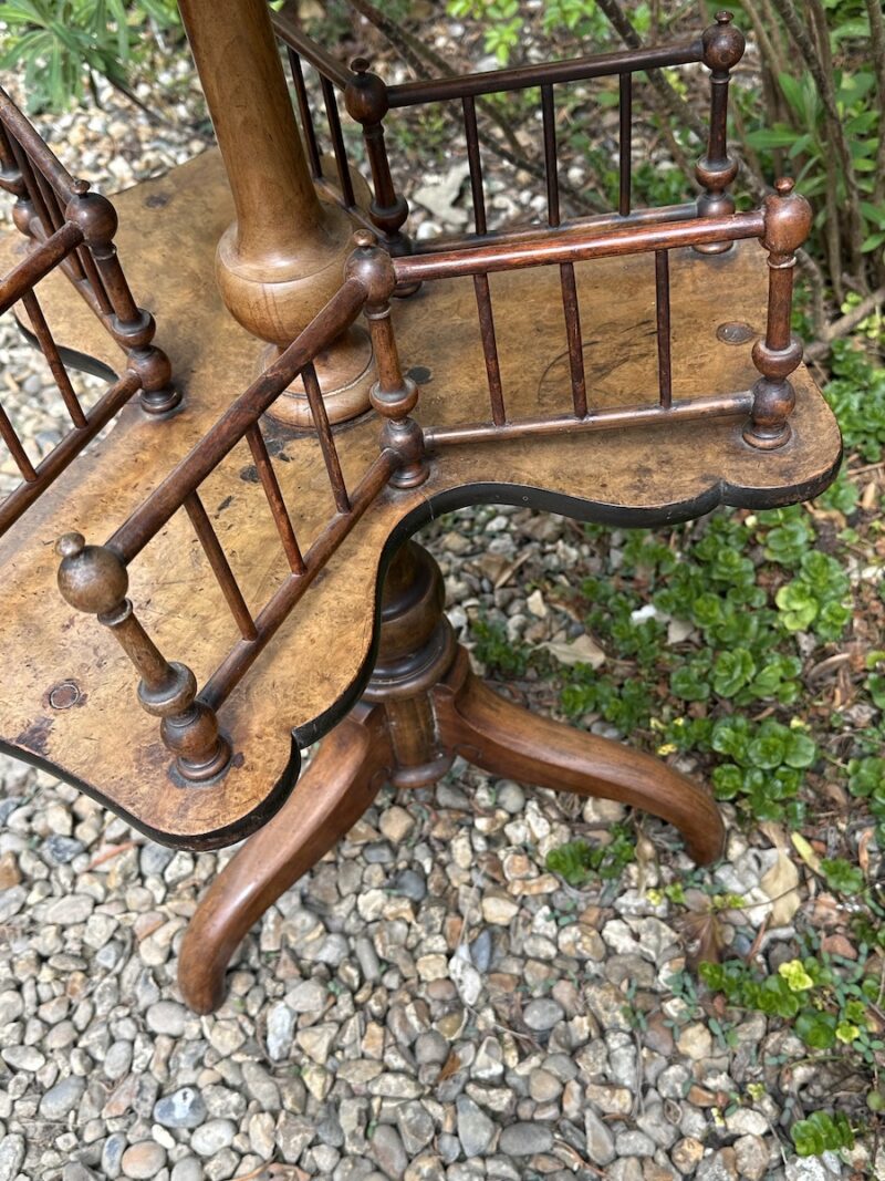 Inlaid Burr Walnut Library Table with Revolving Bookcase - Image 3