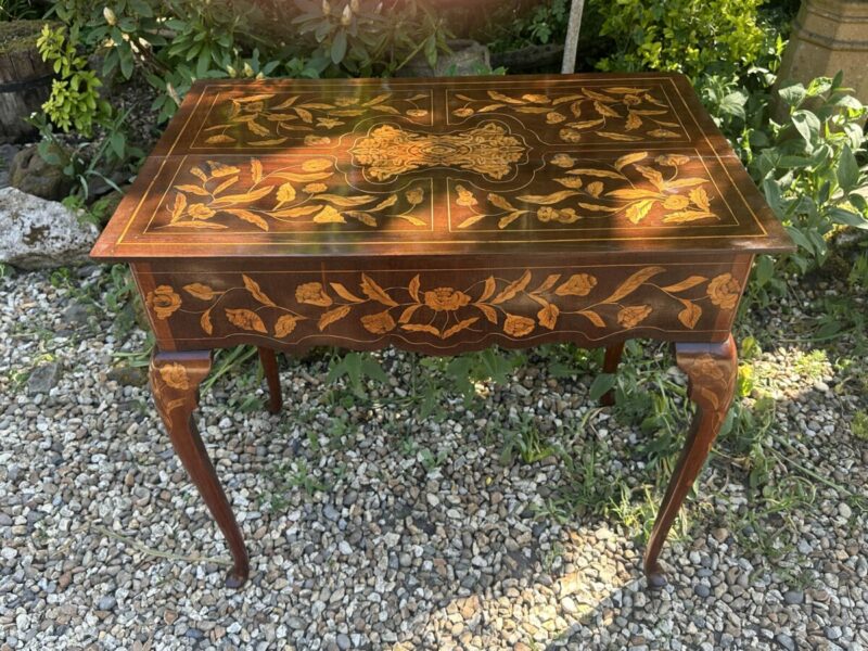19c Dutch Mahogany Inlaid Side Table