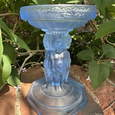 SCHWEIG MUELLER & Co Art Deco Frosted Blue Glass Centrepiece