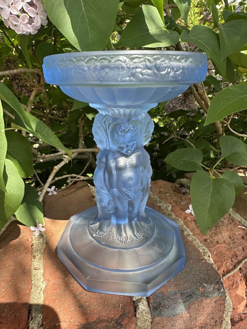 SCHWEIG MUELLER & Co Art Deco Frosted Blue Glass Centrepiece