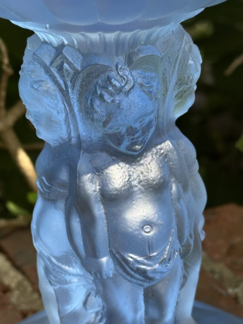SCHWEIG MUELLER & Co Art Deco Frosted Blue Glass Centrepiece - Image 2