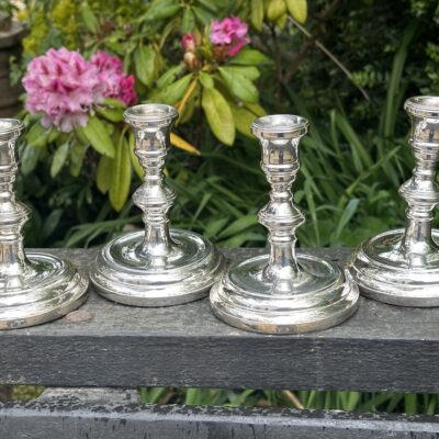 Set of 4 Elizabeth II George III Style Sterling Silver Candlesticks
