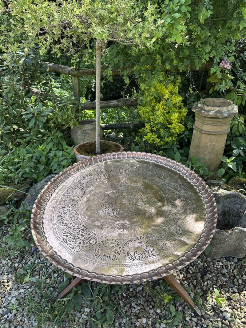 Very Large Circular Copper Eastern Tray on Stand - Image 2