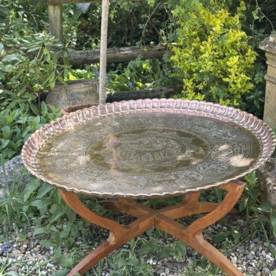 Very Large Circular Copper Eastern Tray on Stand