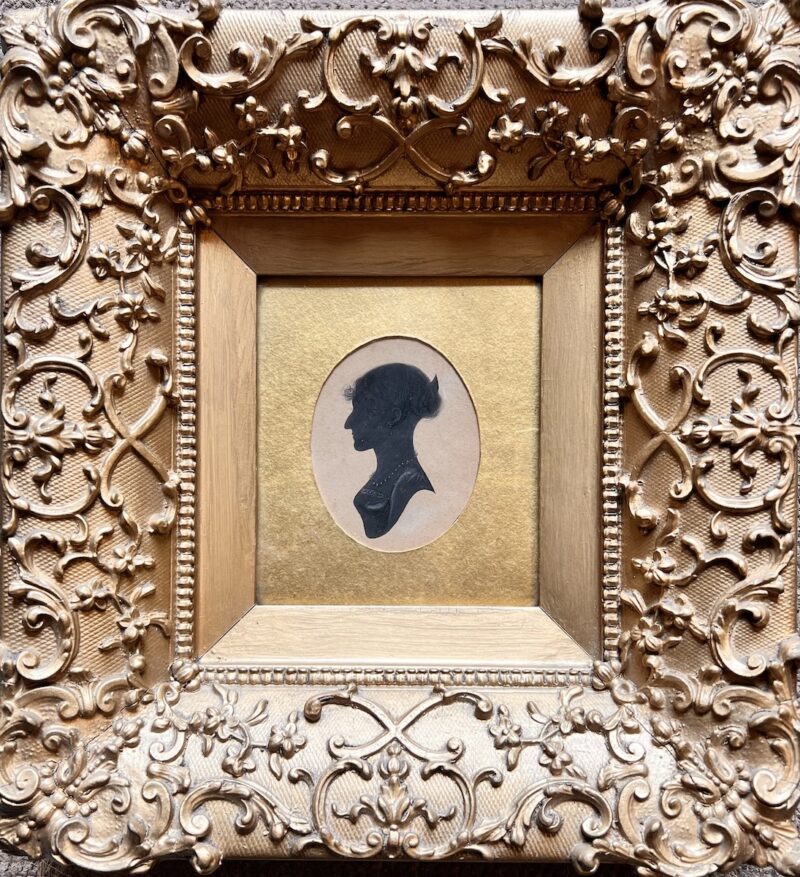 Original Gilt Framed Silhouette of a Young Lady 1880