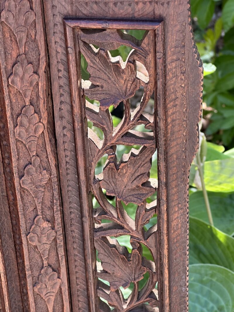 Indian 19c Finely Carved Teak Tall Plant Stand - Image 4