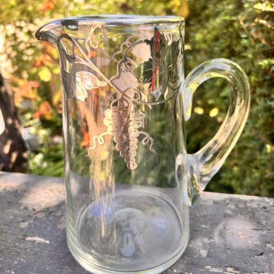 Hand Blown Jug with Silver Overlay