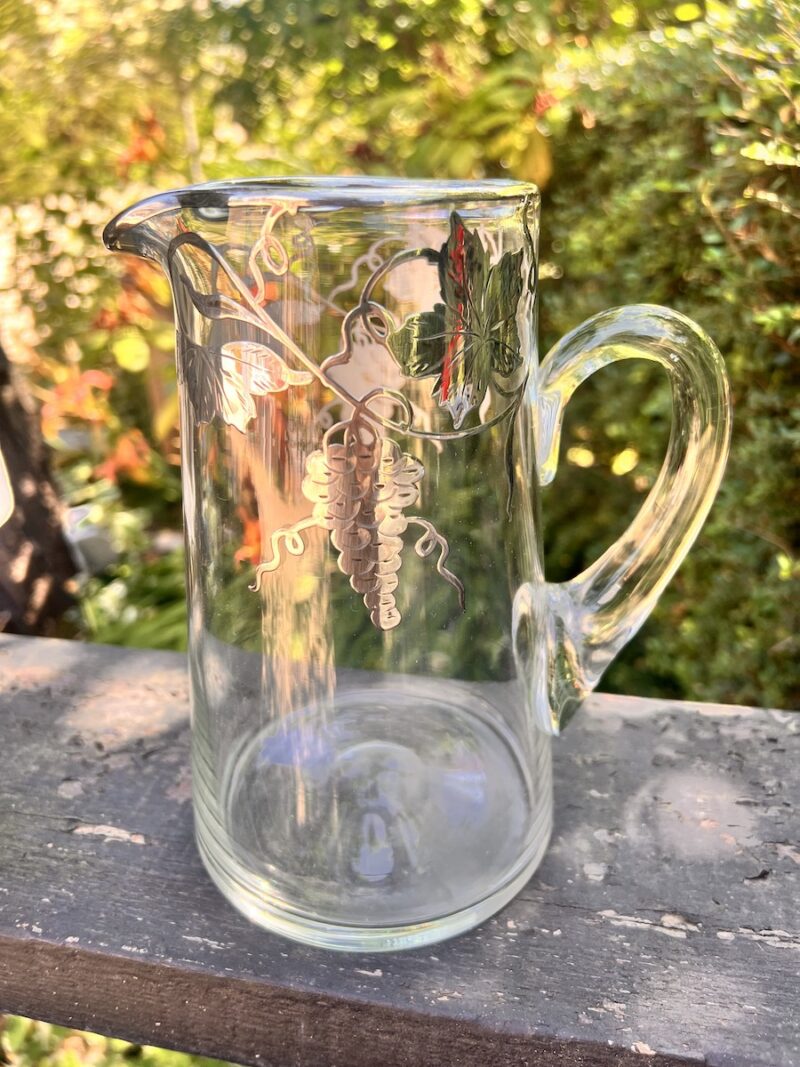 Hand Blown Jug with Silver Overlay
