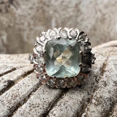 18ct Gold, Aquamarine & Diamond Ring