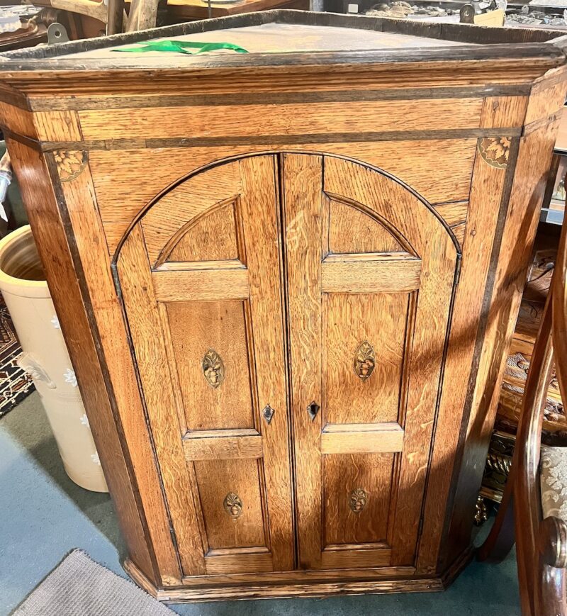 George III Oak Hanging Corner Cupboard