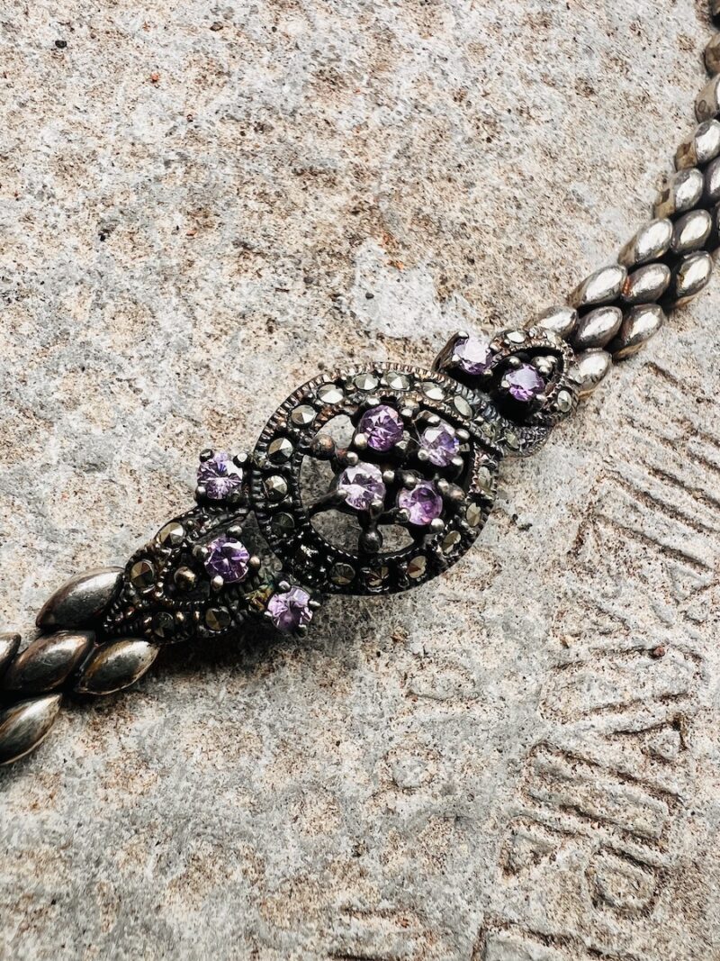 Amethyst, Marcasite & Silver Bracelet - Image 2