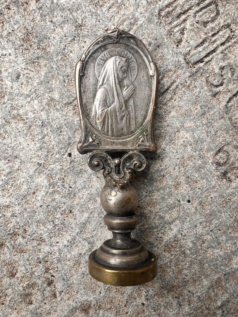Antique French Silver Plate Double Faced Wax Letter / Fob Seal