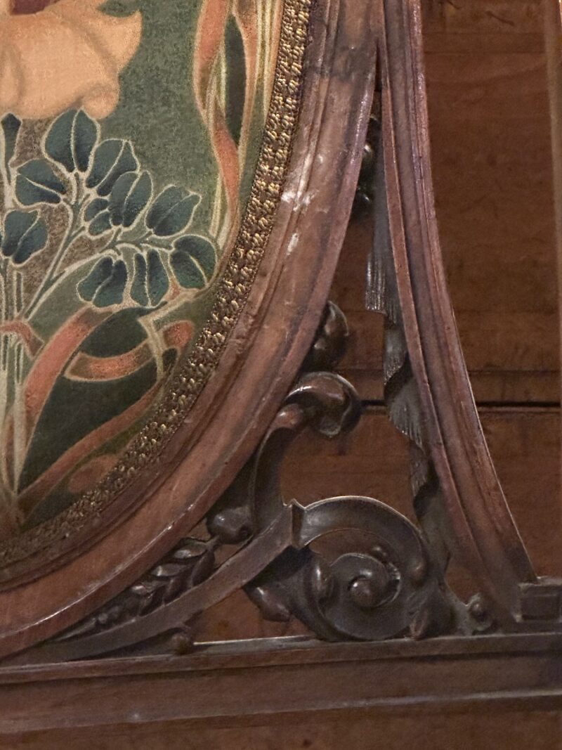 Art Nouveau Carved Walnut 3 Piece Salon Suite - Image 5