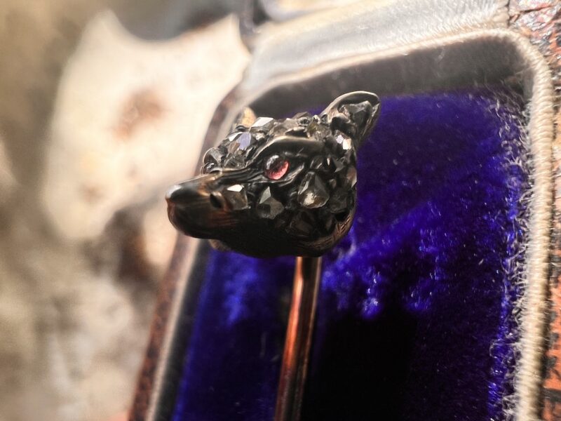 Gold Stock Pin - Diamond Encrusted 'Fox Head' with Ruby Eyes - Image 2