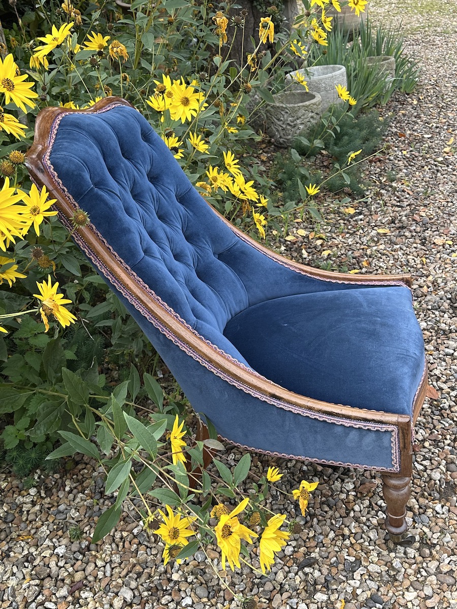 Victorian Mahogany Button Back Slipper Chair - Image 2