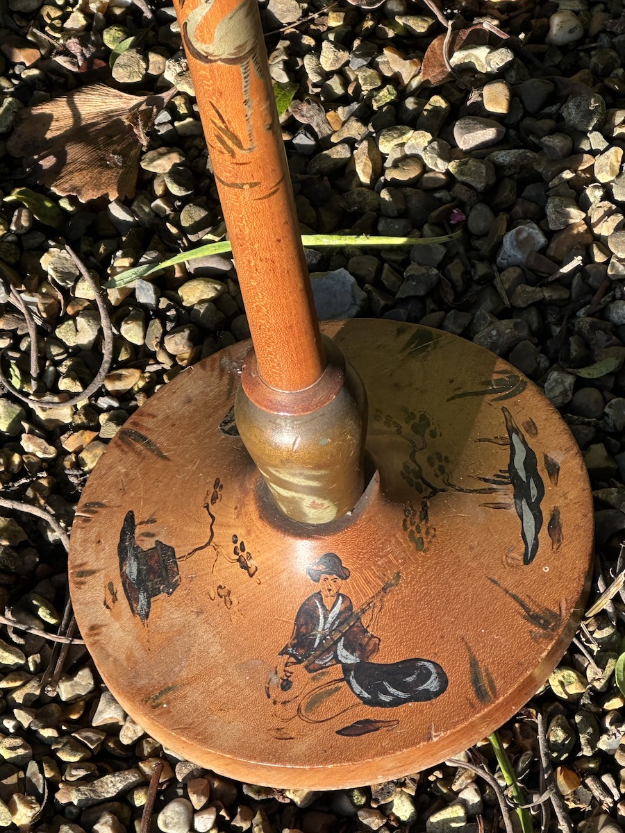 Chinese Hand Painted Stand with Engraved Marble Top - Image 4