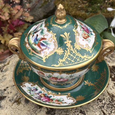 LE TALLEC Paris Hand Painted & Gilded French Porcelain Tureen & Stand