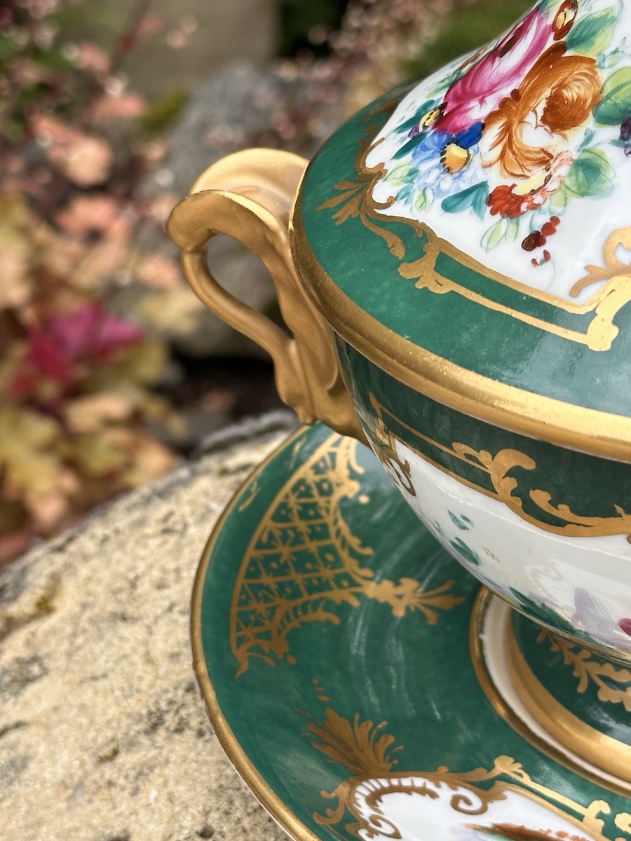 LE TALLEC Paris Hand Painted & Gilded French Porcelain Tureen & Stand - Image 4