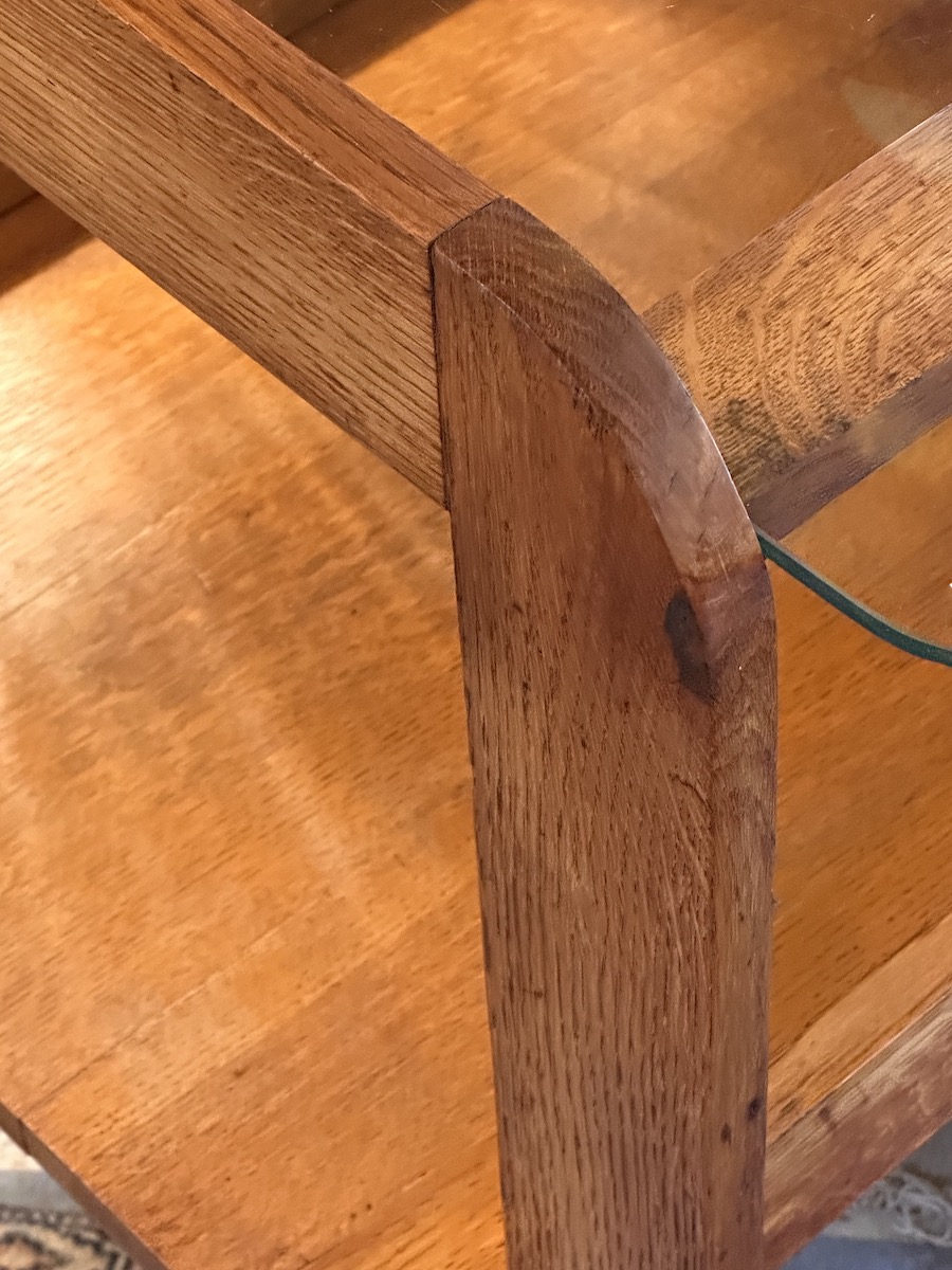Art Deco Solid Oak Occasional Table with Plate Glass Top - Image 3