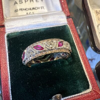 9ct Yellow & White Gold Eternity Ring with Rubies & Diamonds