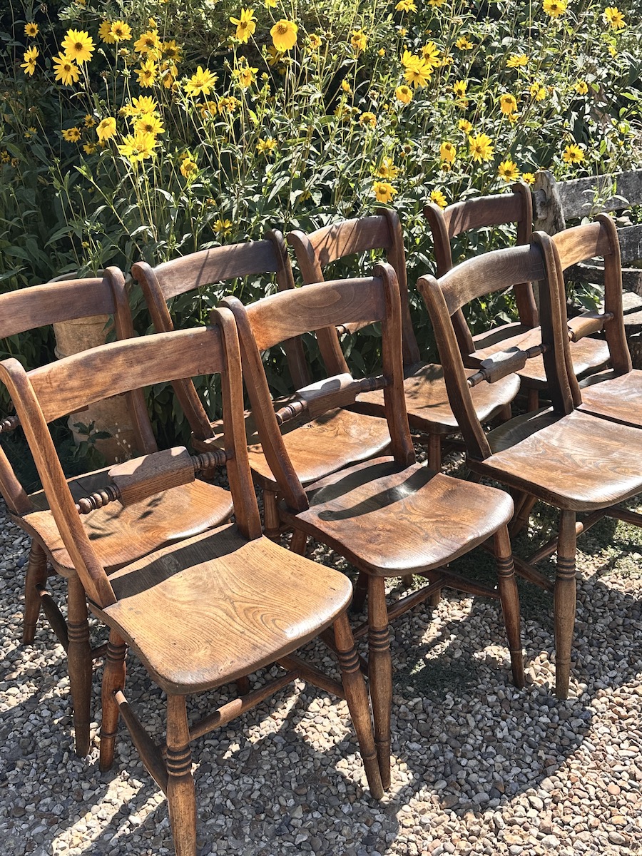 Set of 8 Victorian Oxford Chairs with Elm Seats - Image 2