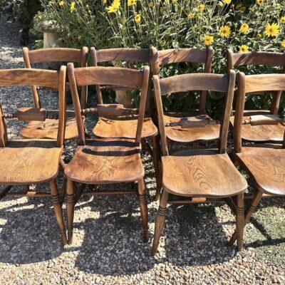 Set of 8 Victorian Oxford Chairs with Elm Seats