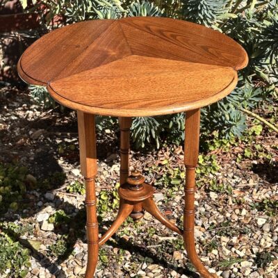 19th Century Fruitwood Triangular Drop-Leaf Occasional Table with Tripod Base