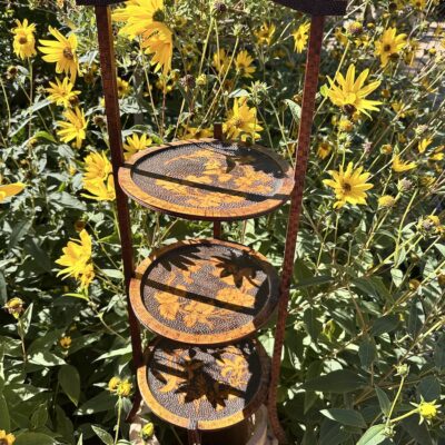 ARTS & CRAFTS Three Tier Pokerwork Cake Stand